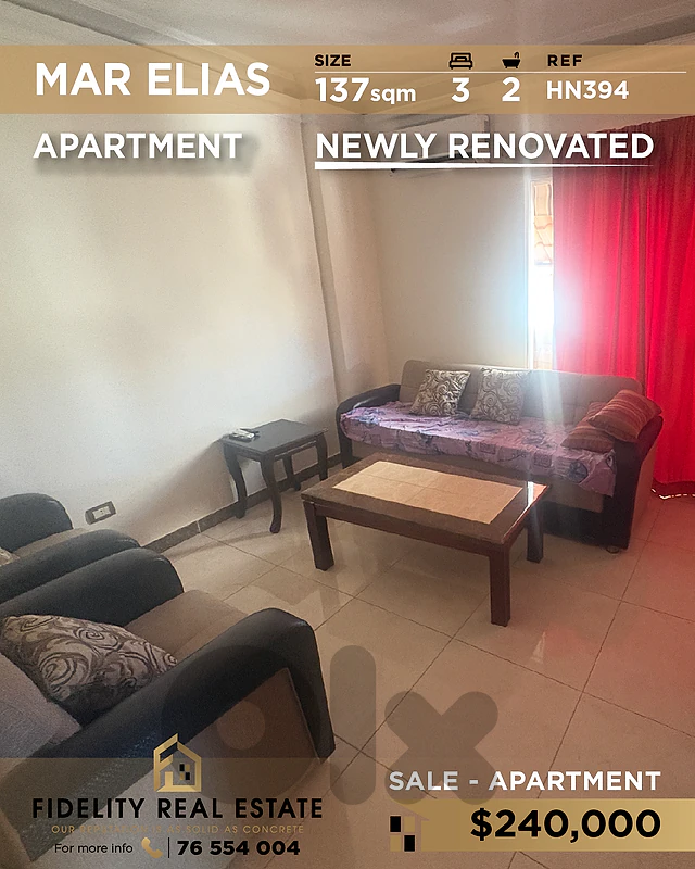 Apartment for sale in mar elias HN394 شقة للبيع في مار إلياس
