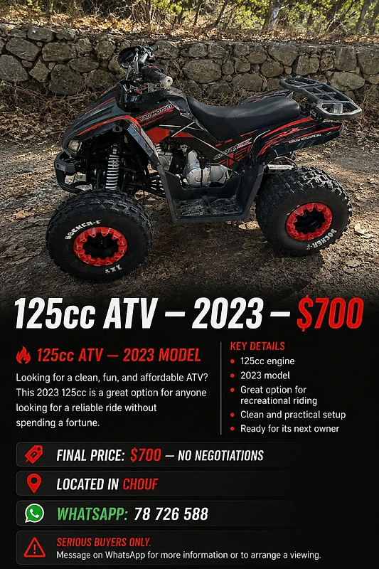 125cc ATV — 2023 — $700