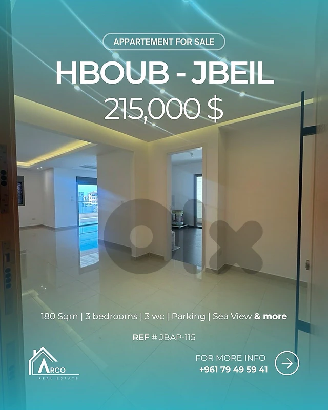 Apartment For Sale Hboub Jbeil -Sea View - Prime location ( JbAp-115)