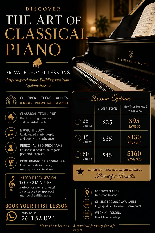 CLASSICAL PIANO LESSONS AVAILABLE