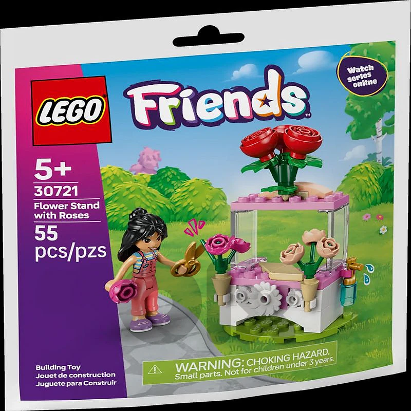 lego flower stand with roses