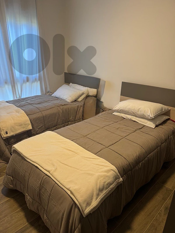 2 beds with mattresses