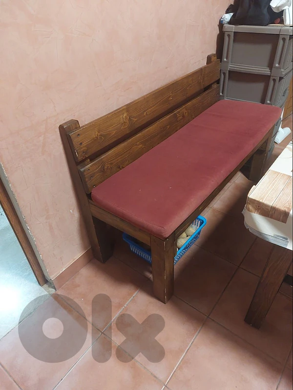 Handmade wooden table with 2 benches