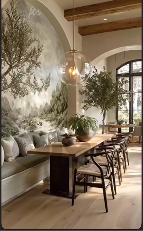 Conceptual and traditional beautiful restaurant backyard garden
