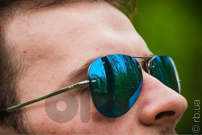 Ray Ban RB3449 004/55 Aviator Gunmetal Blue Mirror Sunglasses