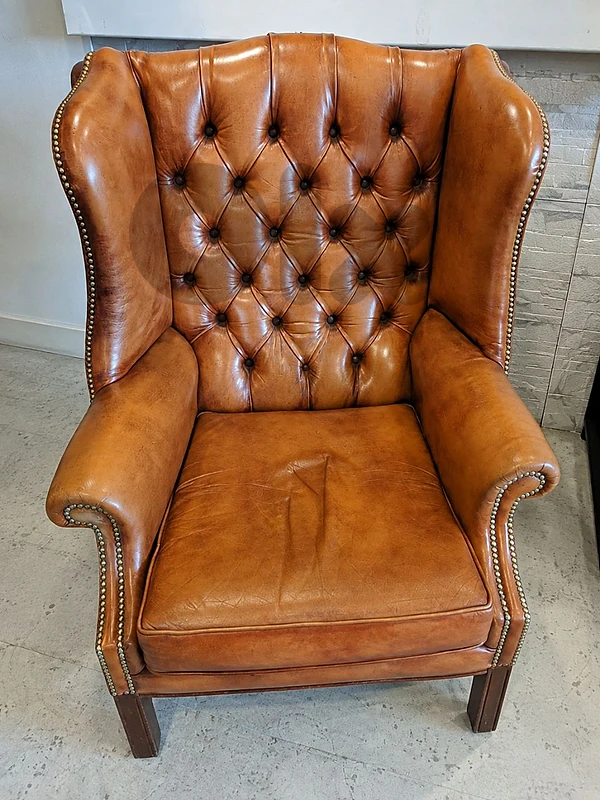 office chair vintage chesterfield genuine leather  original England
