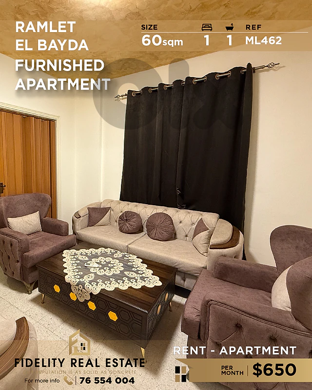 Apartment for rent Ramlet el Bayda ML462 شقة  للإيجار في رملة البيضاء