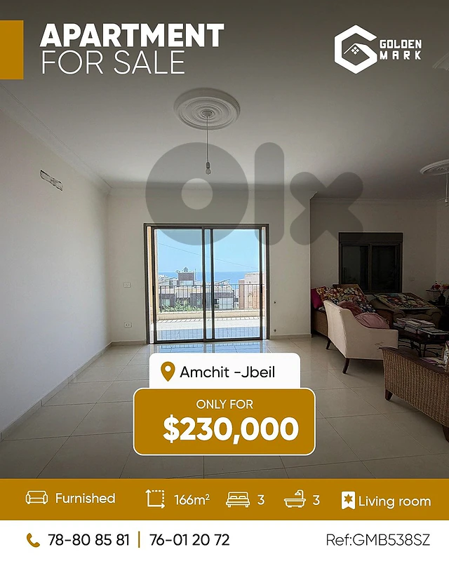 GMB538SZ - Apartment For Sale In Amchit  - شقة للبيع في عمشيت