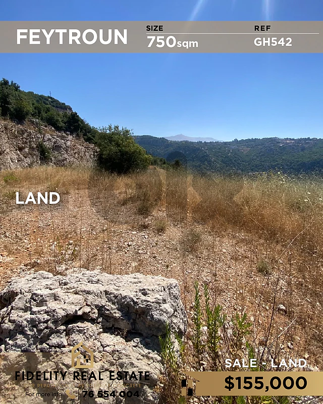 Land for sale in feytroun GH542 أرض  للبيع في فيطرون