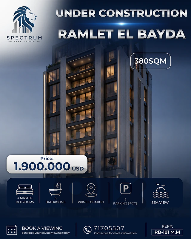 UNDER CONSTRUCTION IN RAMLET EL BAYDA | SEA VIEW | RB-181 M.M UNDER CONSTRUCTION IN RAMLET EL BAYDA | SEA VIEW | RB-181 M.M
