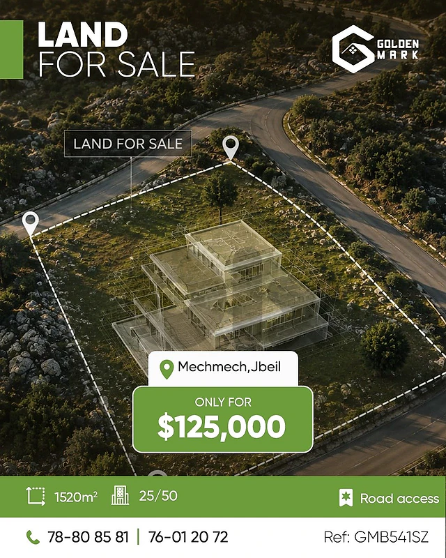 GMB541SZ - Land For Sale In Mechmech  - أرض للبيع في مشمش