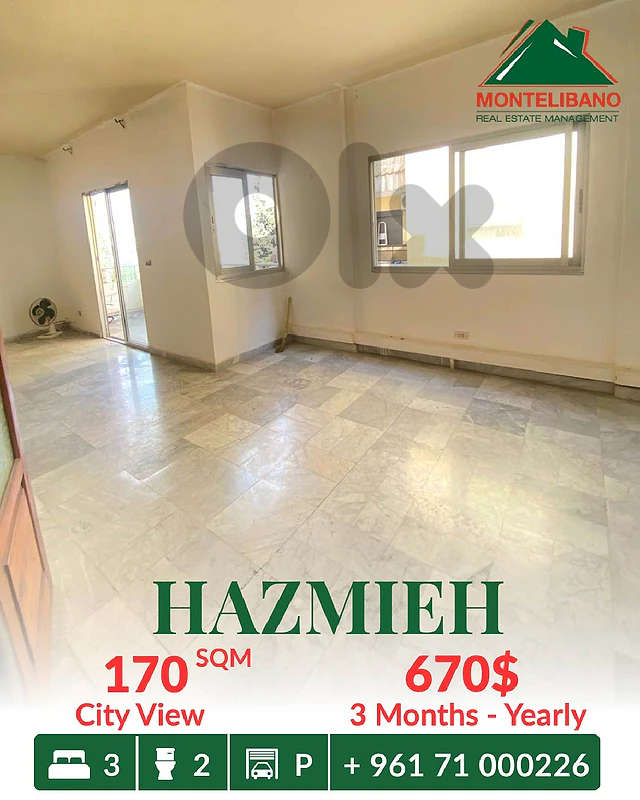 170 sqm Apartment For Rent in Hazmieh حازمية with City View