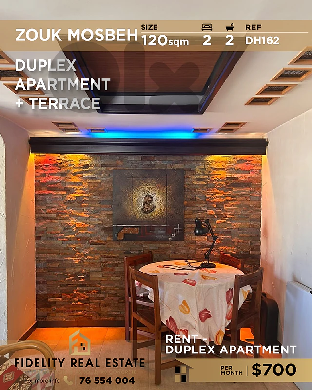 Apartment duplex rent Zouk Mosbeh DH162 شقة دوبلكس للإيجار في زوق مصبح