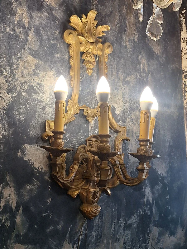 pair of large bronze wall lights