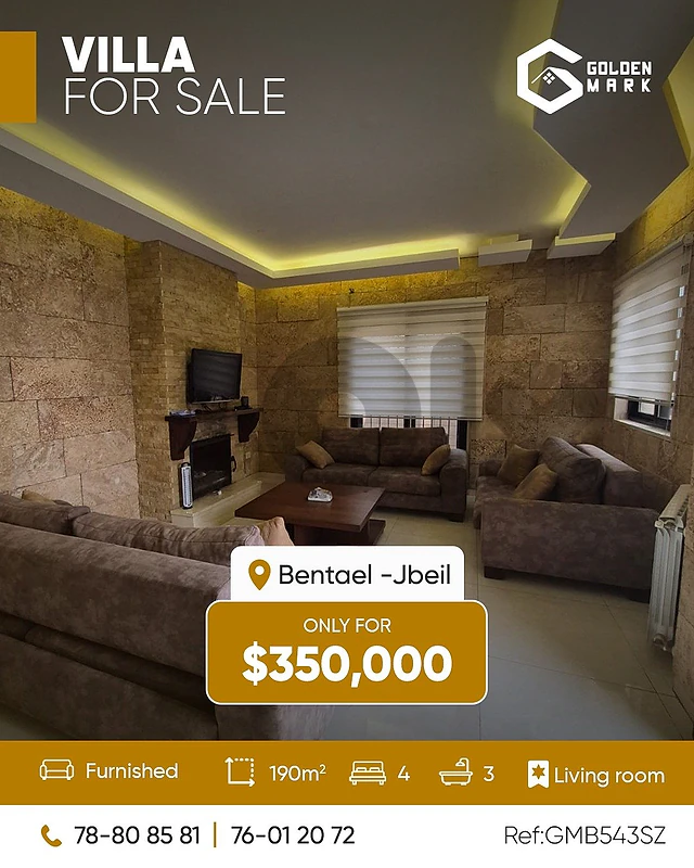 GMB543SZ - Villa For Sale  in Bentael -  Jbeil - فيلا للبيع في بنتاعل
