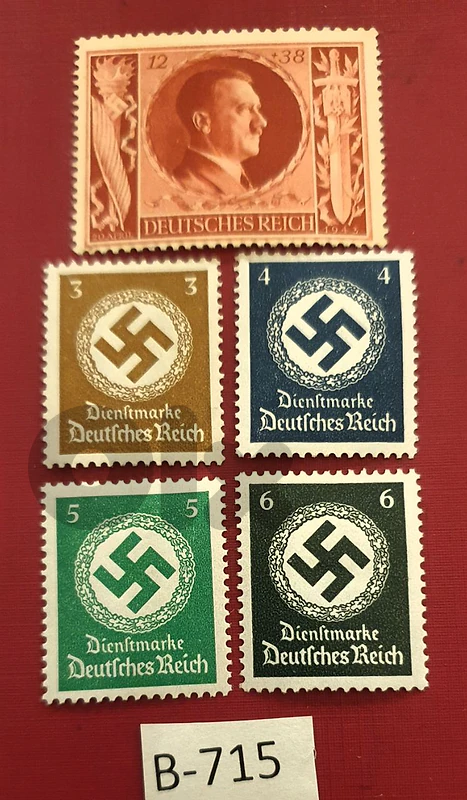 Germany Reich Nazi Hitler 5 stamps Lot# B-715 Germany Reich Nazi Hitler 5 stamps Lot# B-715