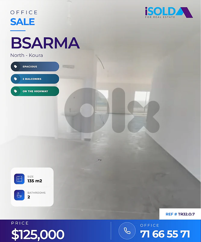 A 135 m2 office for sale in Bsarma