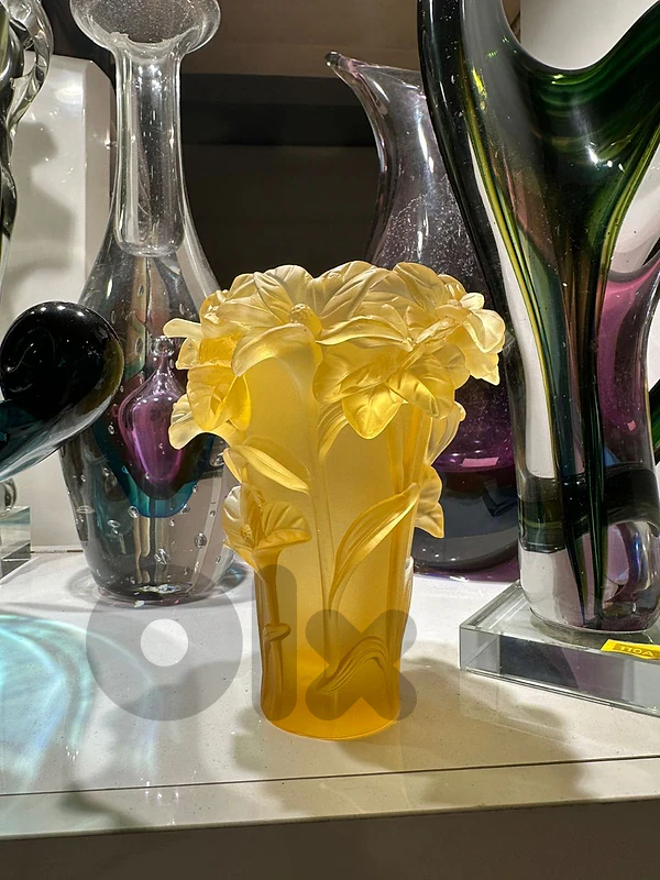 pair of vase crystal Daum france unique pcs pate de verre 17cm