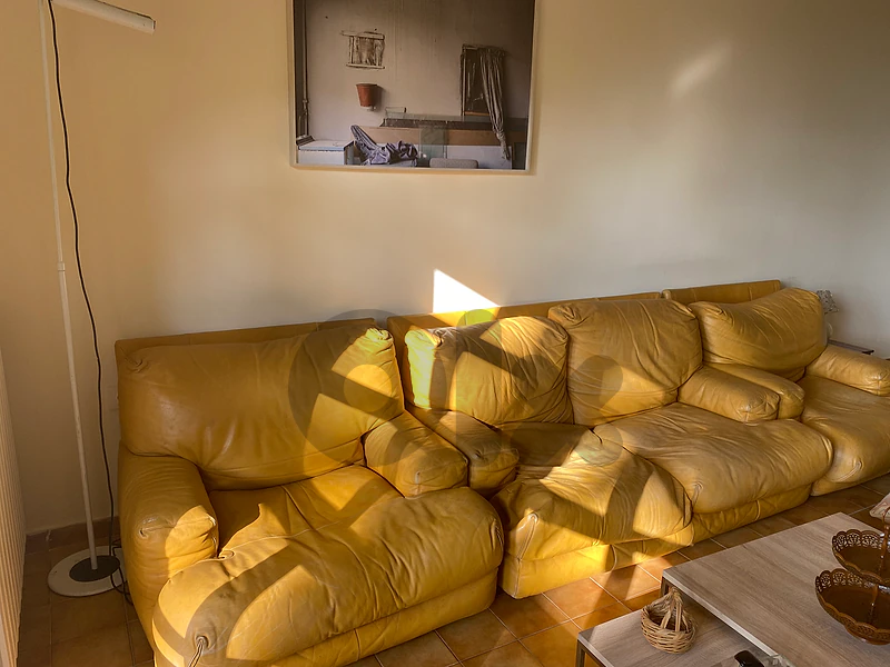 Vintage Ligne Roset Leather Sofas: A two seater sofa and two 1 seaters