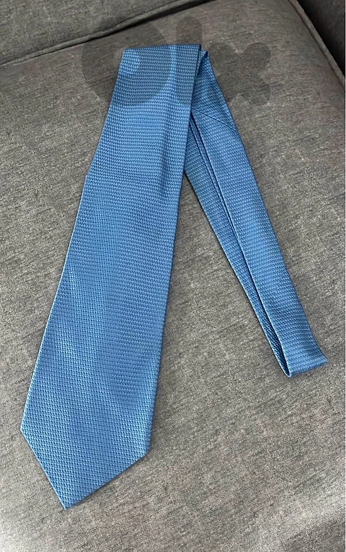Original lanvin Paris blue mini chevron silk tie