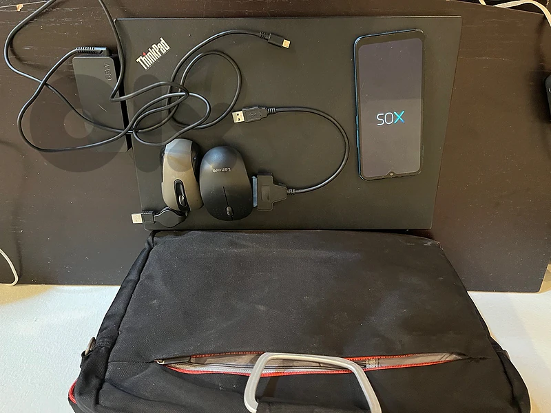 laptop lenovo and infinix phone