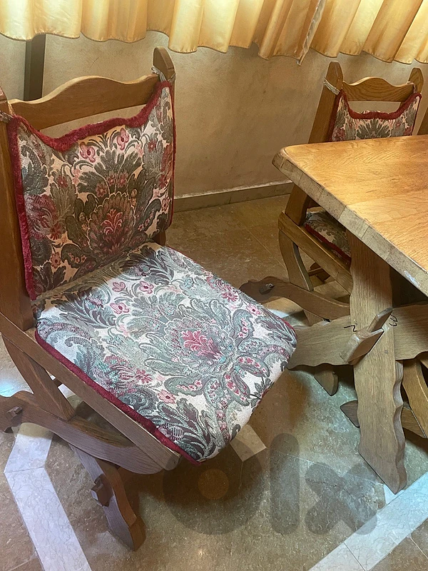 طاولة سفرة ٦ كراسي خشب سنديان مسّيف انتيك