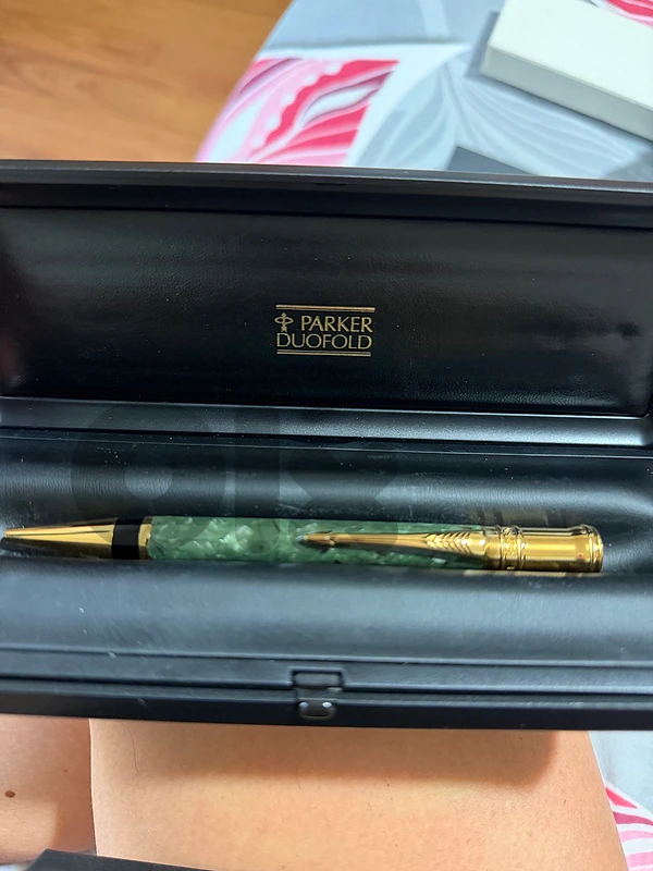 Vintage Parker Duofold Green Marble Ballpoint Pen – Original Box