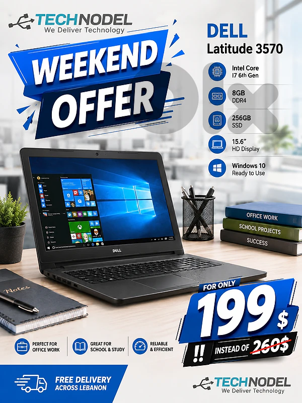 DELL 3570 core i7  8GB 256gb ssd 15.6"