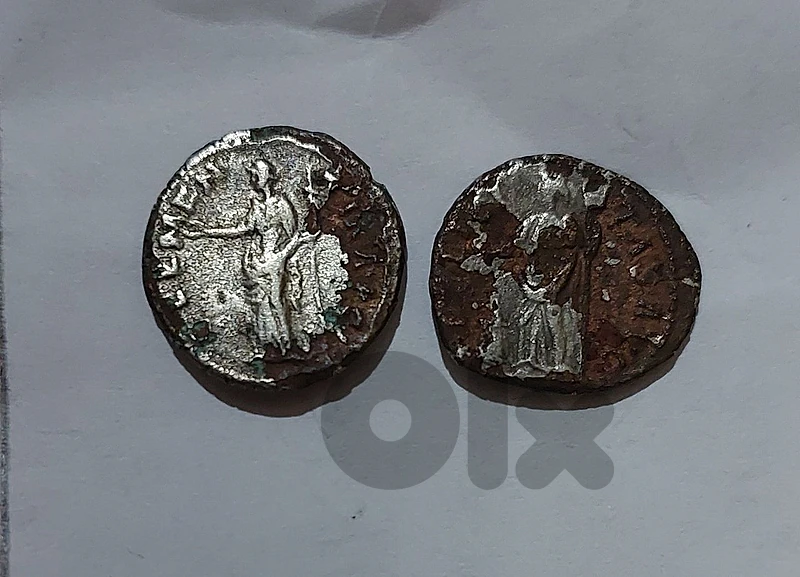 Set of two Ancient Roman Silver coins Emperors Trajan,Vespesian
