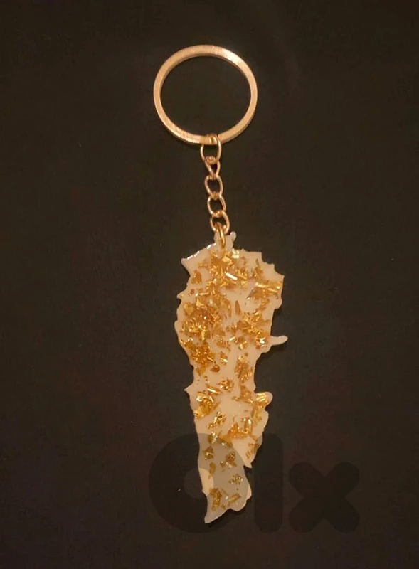 Lebanon map with Gold lakes made of Resin