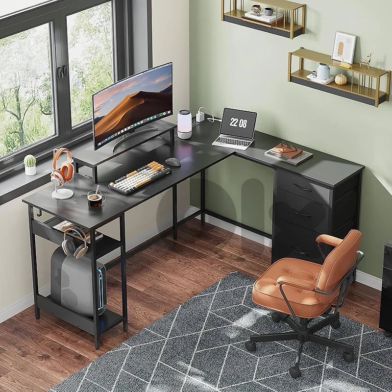 * L-Shaped Design: 60-inch corner desk design