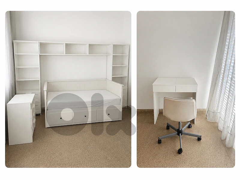 Complete IKEA White Bedroom Set: Daybed, Storage, Vanity & Shelving