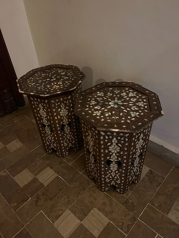 Pair turkish table antique طاولة عدد ٢ شغل شرقي انتيك تركي تنزيل صدف