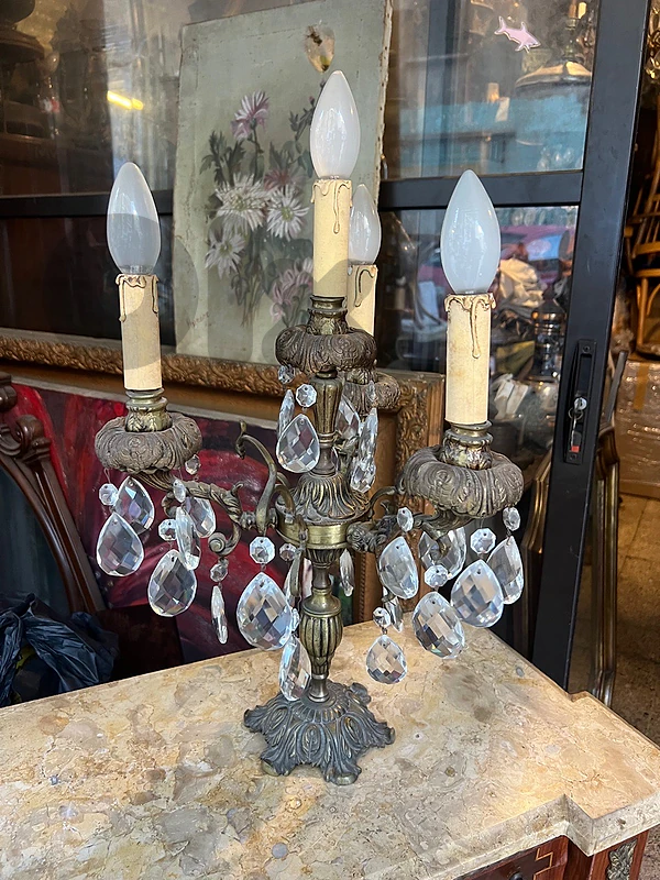 Frensh lampadaire bronze لمبادير برونز فرنسي ناعم كريستال تشيكي اصلي