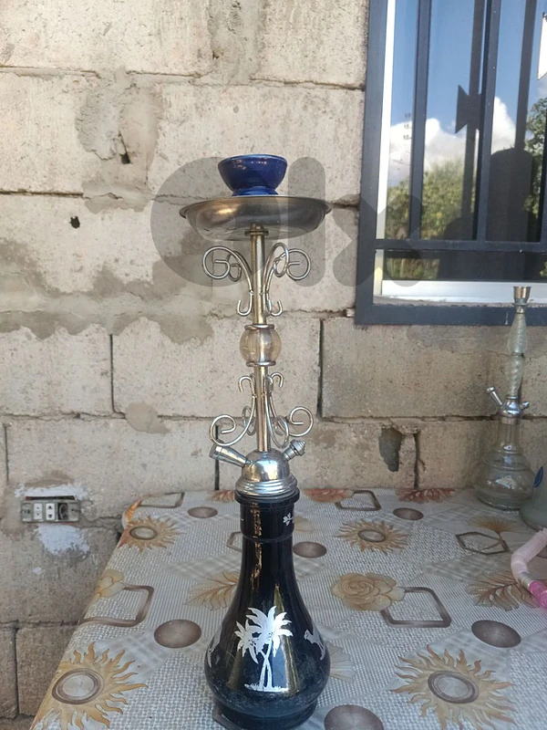 أرجيلة ستانلس مزخرفة فاخرة + نربيش هدية مجاناً (بحالة ممتازة)