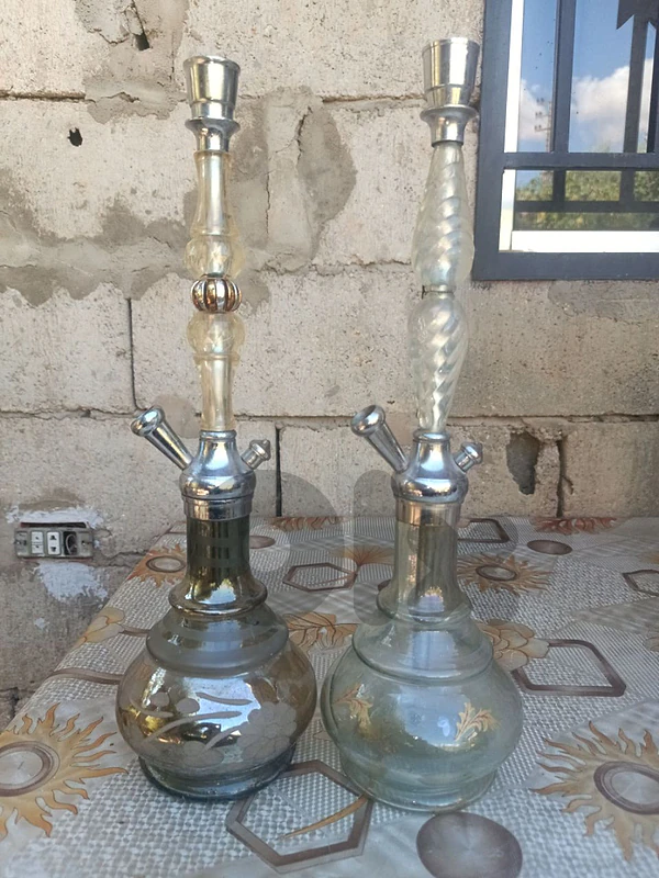 عرض مميز: زوج أراجيل ستانلس ستيل كامليين (قطعتين سوا) بحالة ممتازة