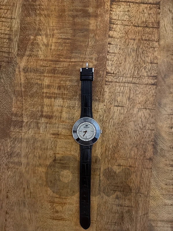swarovski women 5080506 octea crystal black leather watch