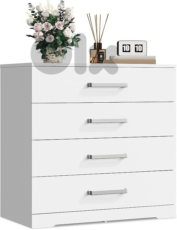 WLIVE Chest Of Drawers With 4 Drawers Modern Drawer Cabinet White