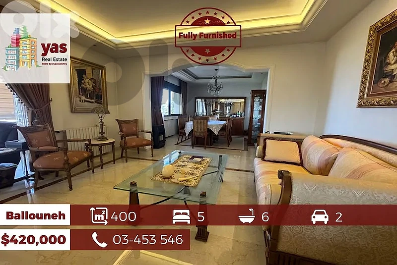 Ballouneh 400m2 | Duplex | Fully Furnished | High-End | Upgraded |