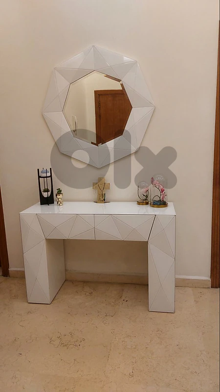 Modern Geometric Console Table and Mirror