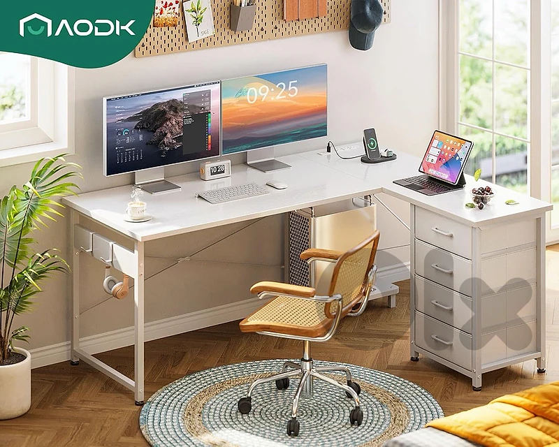 Desk with Drawer, Computer Desk with Power Outlet, Desk with Drawer, Computer Desk with Power Outlet,
