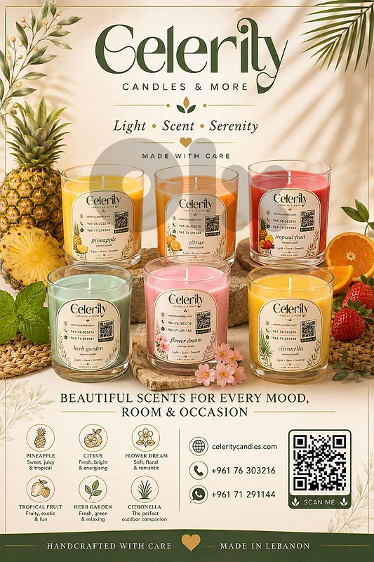 Natural Wax and Natural Essential Oil Scented Candles