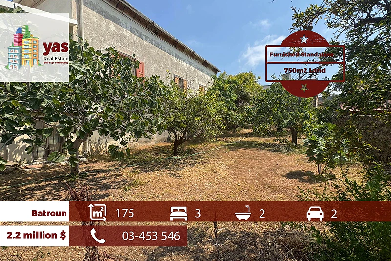 Batroun 175m2 | 750m2 Garden | Furnished Standalone | Calm Area | HS
