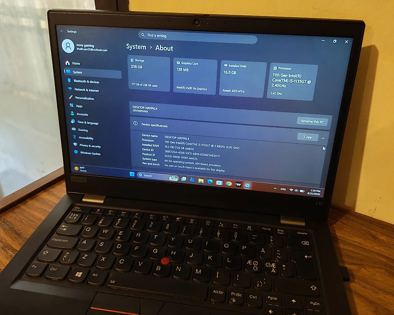 lenovo thinkpad L13 Gen 2 13.3" fingerprint