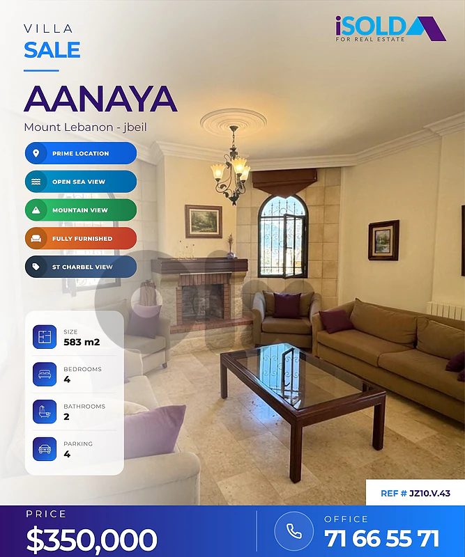 Exclusive Villa for Sale – One Minute from St Charbel Monastery
