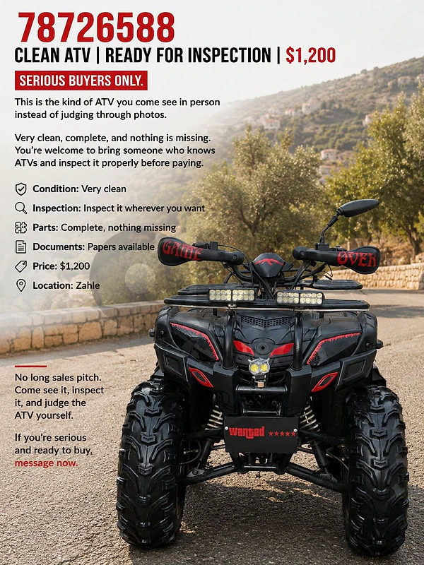 CLEAN ATV | READY FOR INSPECTION | $1,200