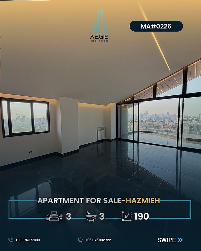 luxury apartement for sale hazmieh-شقه فخمة للبيع في الحازميه
