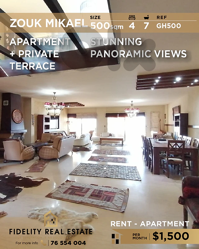 Apartment for rent in Zouk Mikael GH500 شقة  للإيجار في زوق مكايل