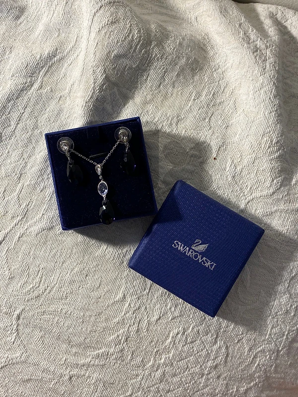 Authentic Swarovski Purple Crystal Necklace & Earrings Set