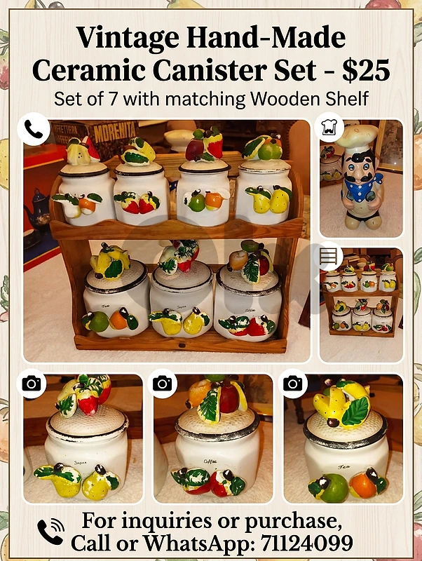 Vintage hand made Ceramic Canister set of 7